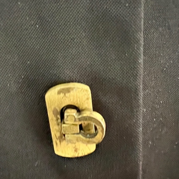 VTG Banana Republic Black Trench Coat Women M Petite Cotton Nylon Brass Clasp - Picture 4 of 7